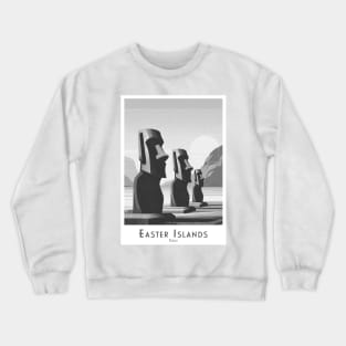 Monochrome  black and white Moai Statues of Easter Island Crewneck Sweatshirt